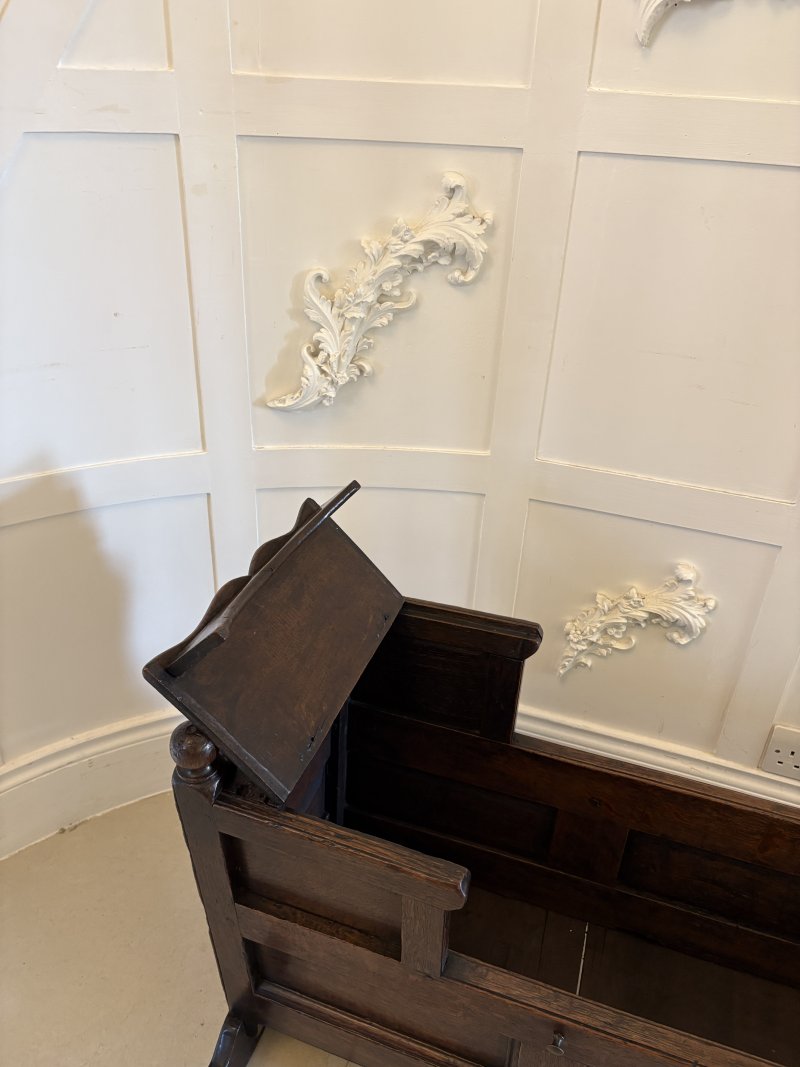 Antique William and Mary Quality Oak Panelled Rocking Crib